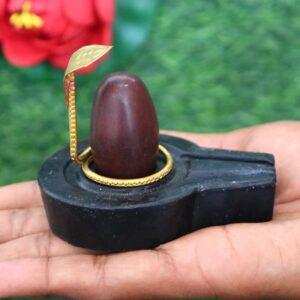 1.5  inch narmadeshwar shivling or nag with plate bass for home pooja
