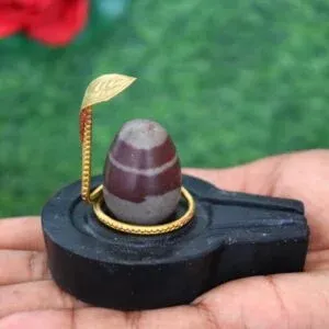 1.5  inch narmadeshwar shivling or nag with plate bass for home pooja