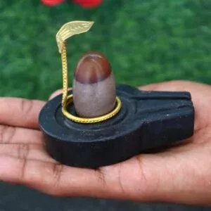 1.5  inch narmadeshwar shivling or nag with plate bass for home pooja