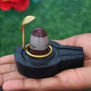 1.5  inch narmadeshwar shivling or nag with plate bass for home pooja